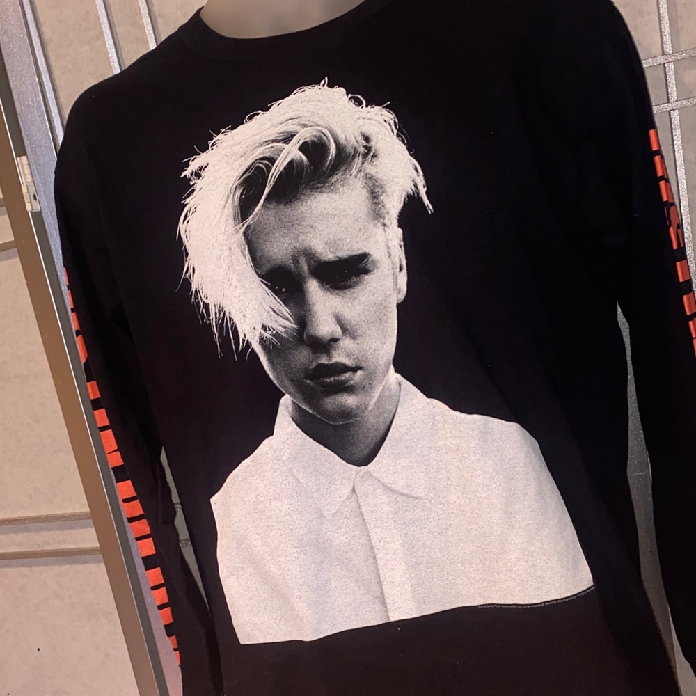 Black Graphic Long Sleeve Shirt with orange Accents